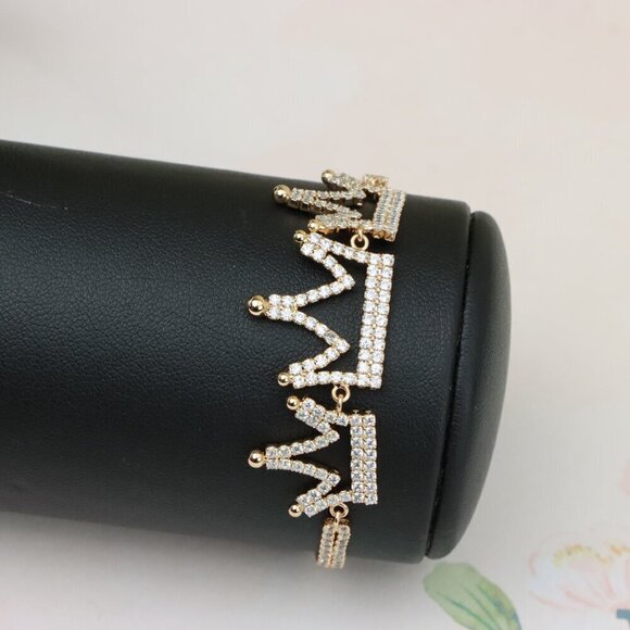 "Rose Gold Crown Design Bracelet with Sparkling Zircon Accents, XPBL0833 - Picture 8 of 12